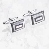 Palenzo Cérémonie | Accessoires Et Chaussures | Boutons de manchettes - Métal argenté rectangles noirs & blancs