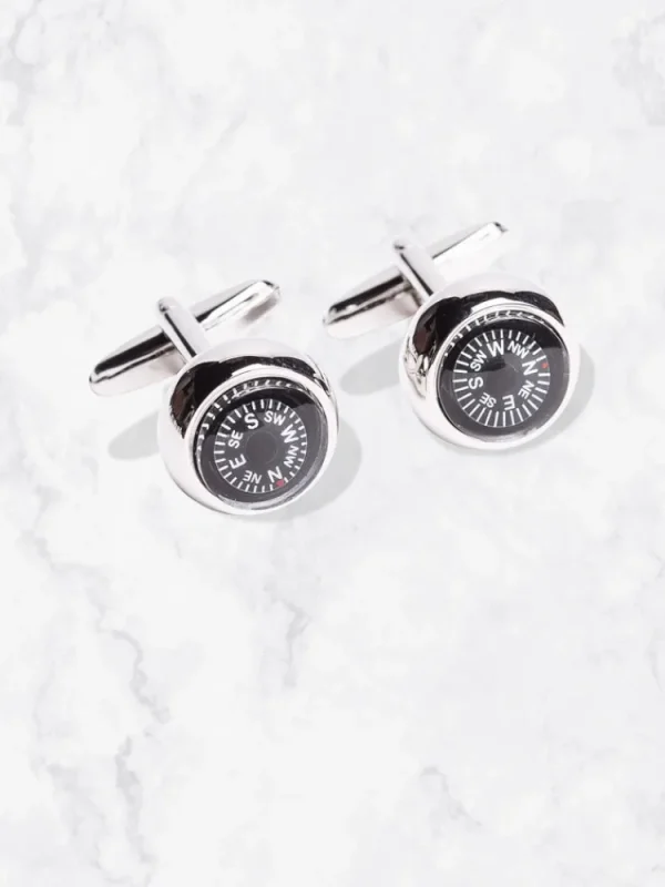 Palenzo Accessoires Et Chaussures | Prêt-à-porter | Boutons de manchettes métal - Argenté boussoles