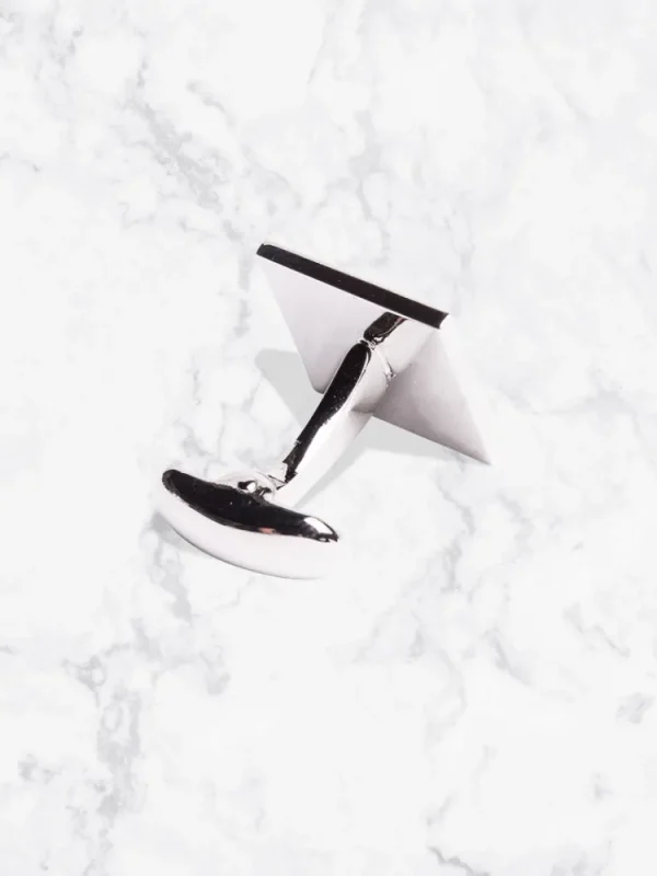 Palenzo Cérémonie | Accessoires Et Chaussures | Boutons de manchettes métal - Argenté carrés avec pierres