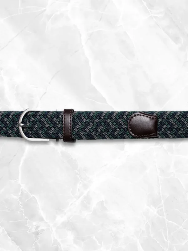 Palenzo Accessoires Et Chaussures | Ceintures | Ceinture tressée - Vert, bleu marine et gris