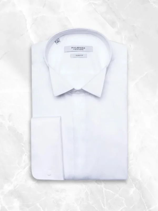 Palenzo Prêt-à-porter | Chemises Cérémonie | Chemise col cassé poignets mousquetaires - Blanc