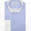Palenzo Prêt-à-porter | Chemises | Chemise col club - Blanc et bleu marine rayures