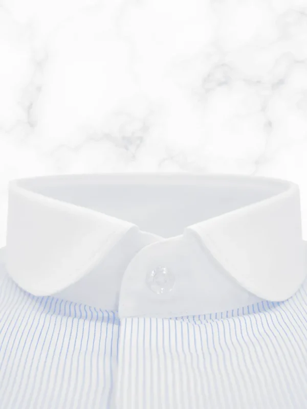 Palenzo Prêt-à-porter | Chemises | Chemise col club - Blanc et bleu ciel rayures