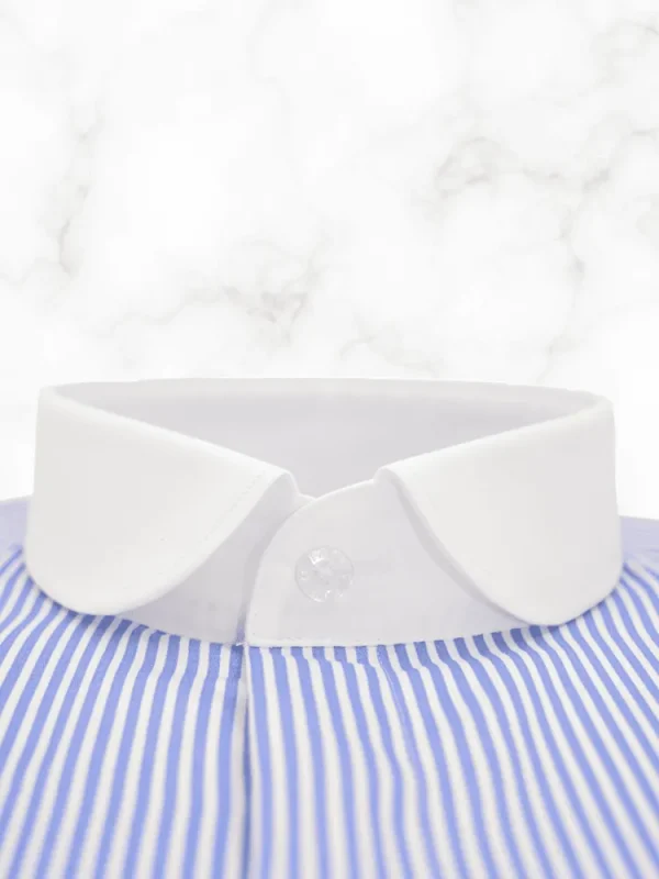 Palenzo Prêt-à-porter | Chemises | Chemise col club - Blanc et bleu marine rayures