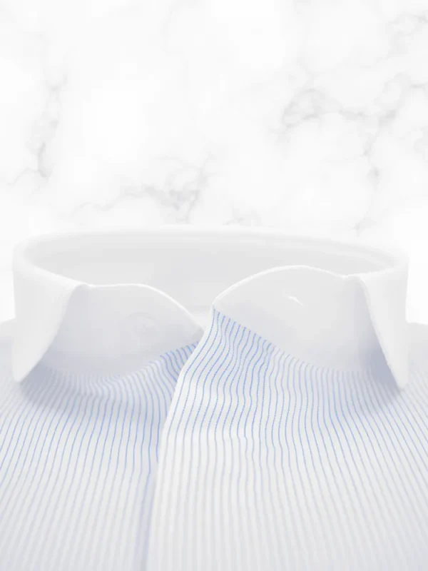 Palenzo Prêt-à-porter | Chemises | Chemise col club - Blanc et bleu ciel rayures