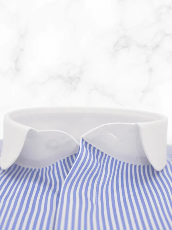 Palenzo Prêt-à-porter | Chemises | Chemise col club - Blanc et bleu marine rayures