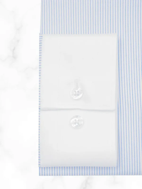 Palenzo Prêt-à-porter | Chemises | Chemise col club - Blanc et bleu ciel rayures
