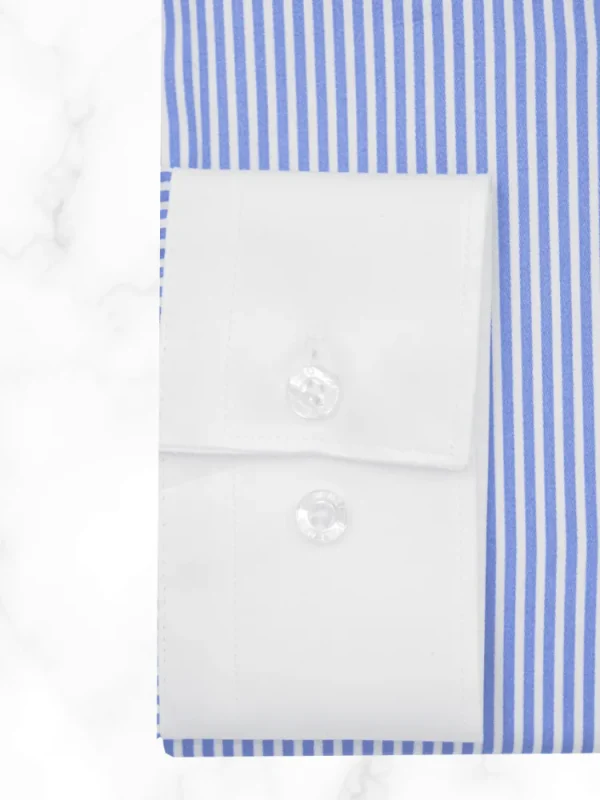 Palenzo Prêt-à-porter | Chemises | Chemise col club - Blanc et bleu marine rayures