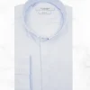 Palenzo Prêt-à-porter | Chemise col inversé - Bleu ciel micro carreaux