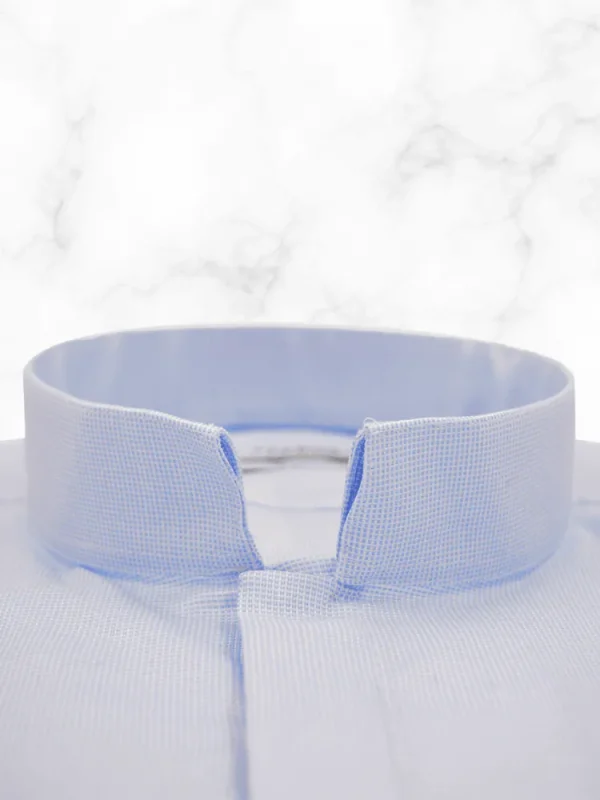 Palenzo Prêt-à-porter | Chemise col inversé - Bleu ciel micro carreaux