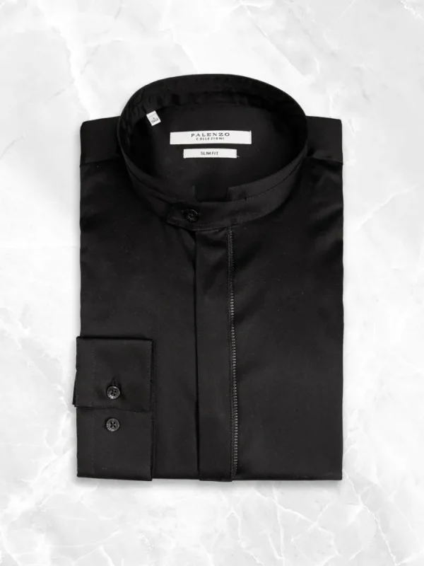 Palenzo Prêt-à-porter | Chemise col officier - Noir