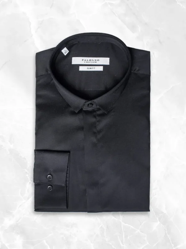 Palenzo Prêt-à-porter | Chemises | Chemise extra petit col - Noir
