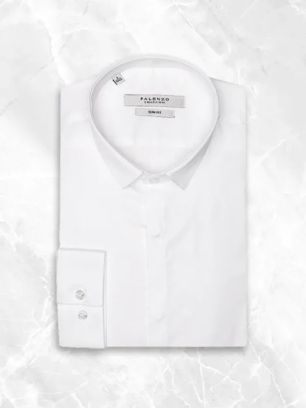Palenzo Prêt-à-porter | Chemises | Chemise extra petit col - Blanc