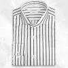 Palenzo Prêt-à-porter | Chemises | Chemise petit col français - Blanc et bleu marine rayures