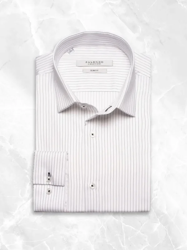 Palenzo Prêt-à-porter | Chemises | Chemise petit col français - Blanc et noir rayures