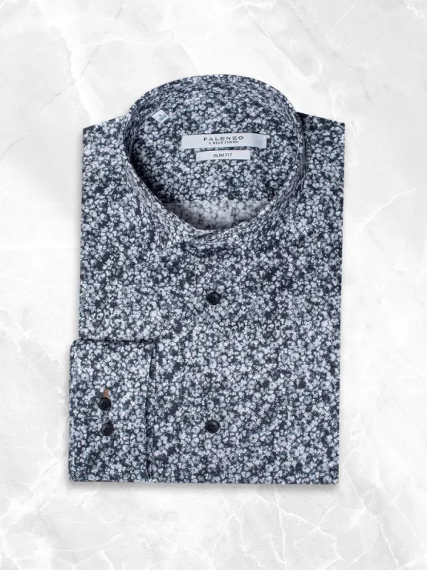 Palenzo Prêt-à-porter | Chemise petit col français - Noir et blanc imprimé