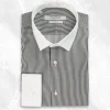 Palenzo Prêt-à-porter | Chemise petit col français - Noir rayures