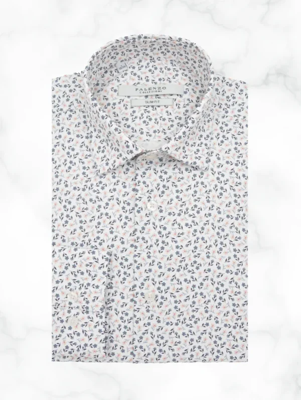 Palenzo Prêt-à-porter | Chemises | Chemise petit col français - Blanc imprimé