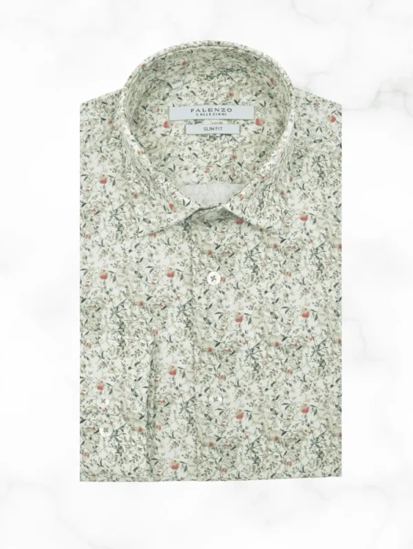 Palenzo Prêt-à-porter | Chemises | Chemise petit col français - Vert imprimé