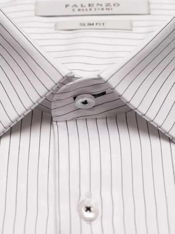 Palenzo Prêt-à-porter | Chemises | Chemise petit col français - Blanc et noir rayures