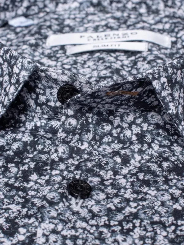 Palenzo Prêt-à-porter | Chemise petit col français - Noir et blanc imprimé
