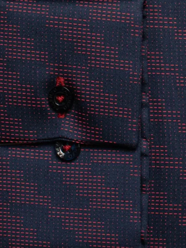 Palenzo Prêt-à-porter | Chemises | Chemise petit col français - Bleu marine et rouge imprimé