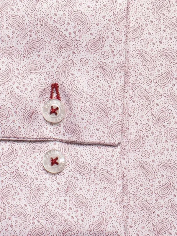 Palenzo Prêt-à-porter | Chemise petit col français - Blanc et rouge imprimé