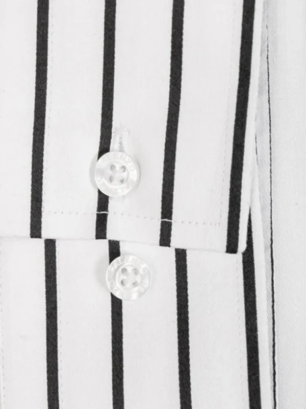 Palenzo Prêt-à-porter | Chemises | Chemise petit col français - Blanc et bleu marine rayures