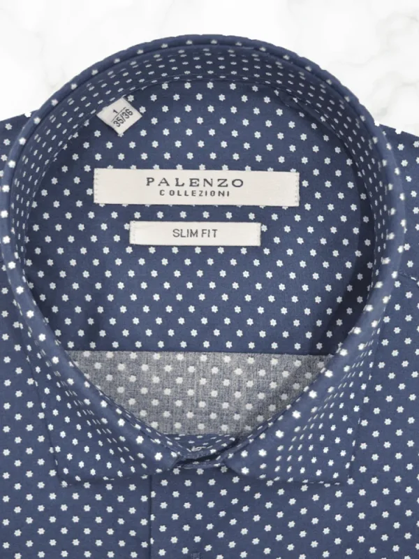 Palenzo Prêt-à-porter | Chemises | Chemise petit col français - Bleu marine imprimé
