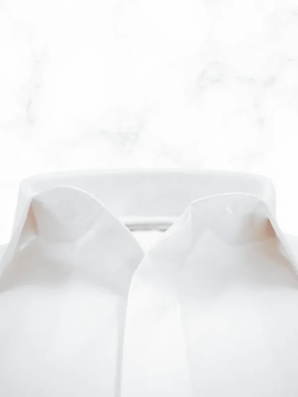 Palenzo Prêt-à-porter | Chemises Cérémonie | Chemise petit col français - Blanc bi-matière