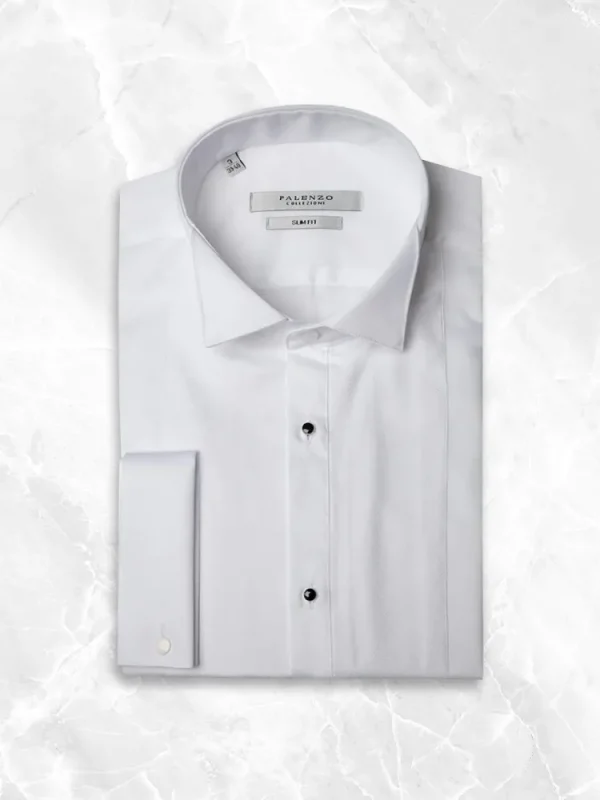 Palenzo Cérémonie | Prêt-à-porter | Chemise plastron col cassé - Blanc