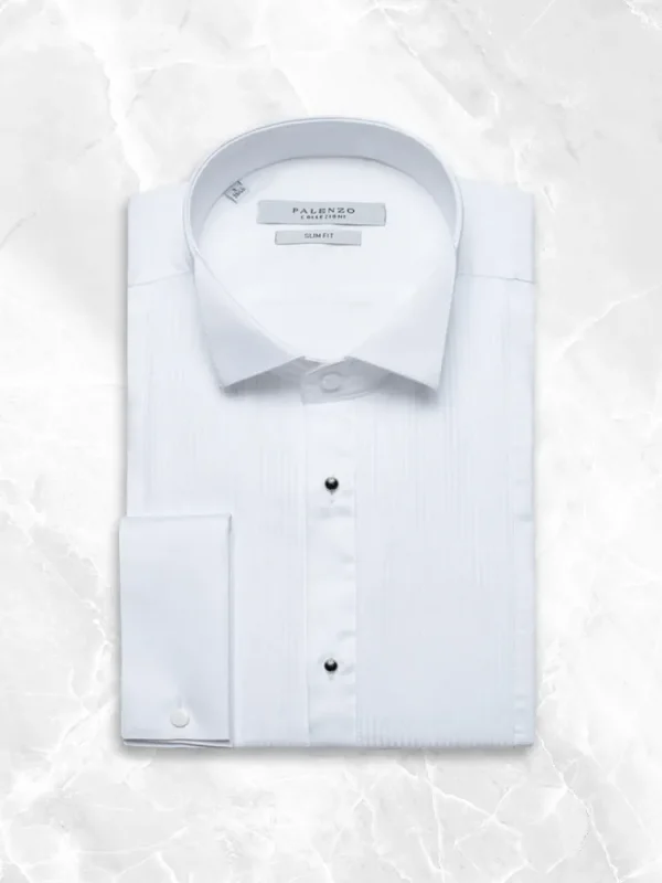 Palenzo Cérémonie | Prêt-à-porter | Chemise plastron col cassé - Blanc