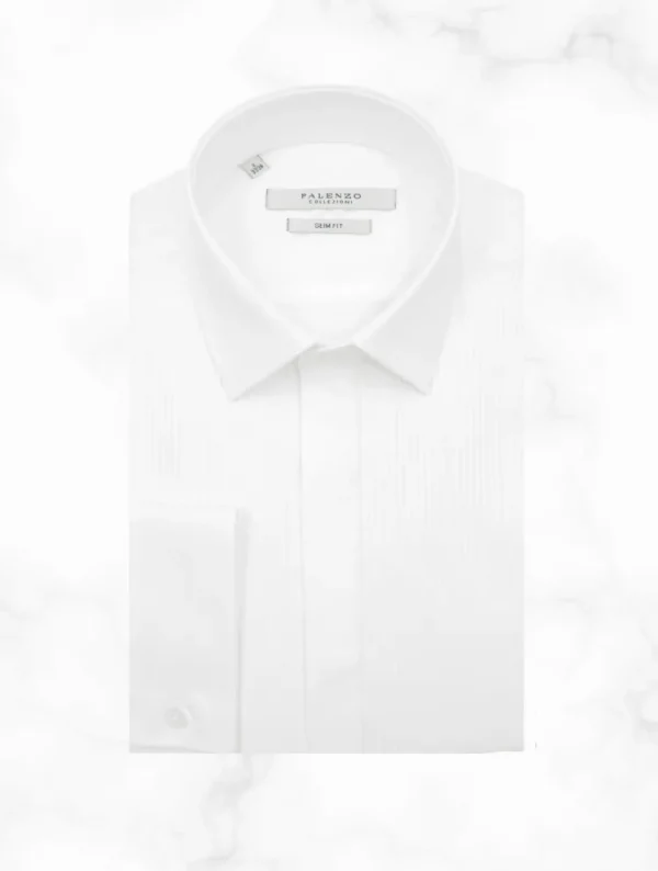 Palenzo Prêt-à-porter | Chemises Cérémonie | Chemise plastron petit col français - Blanc