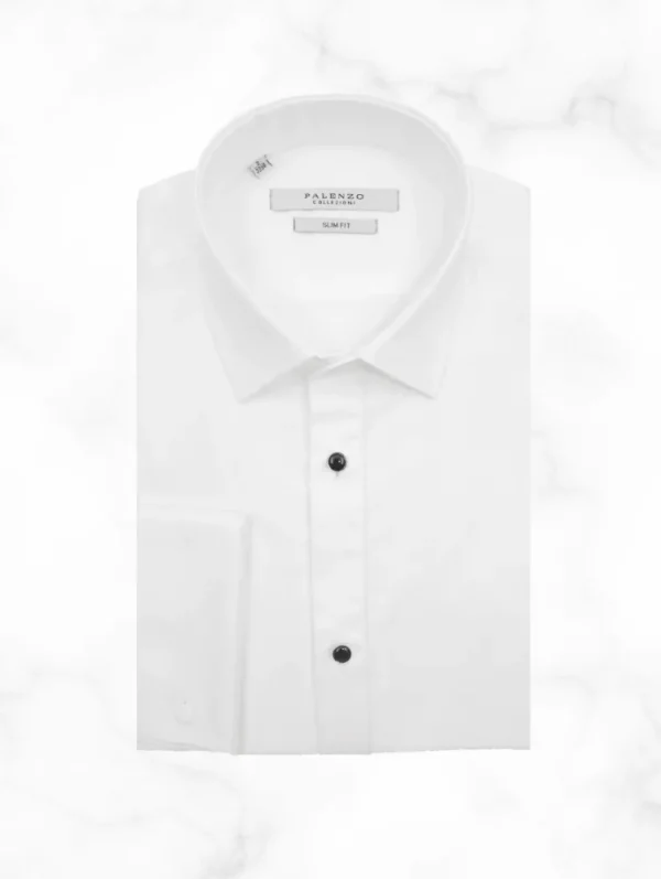 Palenzo Cérémonie | Prêt-à-porter | Chemise plastron petit col français - Blanc