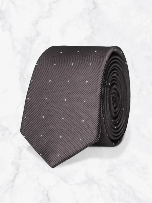 Palenzo Cravates Et Nœuds Papillon | Cravate - Anthracite pois blancs