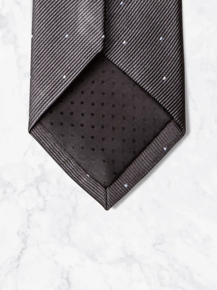 cravate__anthracite_pois__1.webp Palenzo Cravates Et Nœuds Papillon | Cravate - Anthracite pois blancs