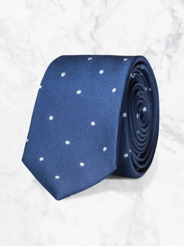 Palenzo Accessoires Et Chaussures | Cravates Et Nœuds Papillon | Cravate - Bleu à pois blancs