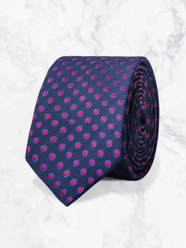 Palenzo Accessoires Et Chaussures | Cravates Et Nœuds Papillon | Cravate - Bleu à pois framboises