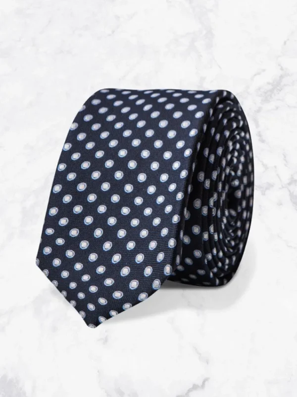 Palenzo Accessoires Et Chaussures | Cravates Et Nœuds Papillon | Cravate - Bleu marine à gros pois blancs