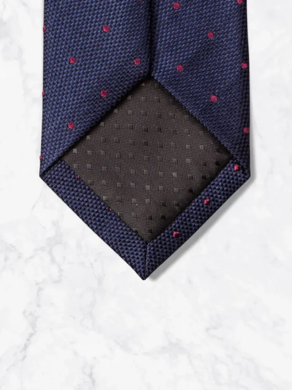 Palenzo Accessoires Et Chaussures | Cravates Et Nœuds Papillon | Cravate - Bleu marine à pois framboises