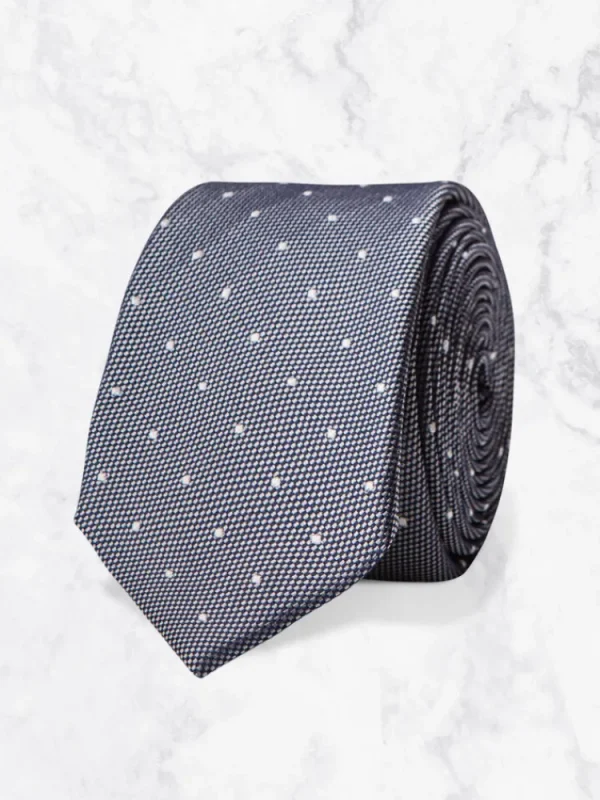 Palenzo Cravates Et Nœuds Papillon | Cravate - Gris quadrillée à pois blancs