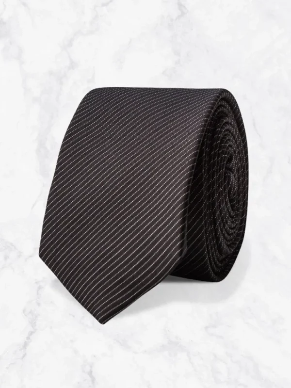 Palenzo Accessoires Et Chaussures | Cravates Et Nœuds Papillon | Cravate - Noir à rayures blanches