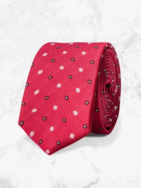 Palenzo Cravates Et Nœuds Papillon | Cravate - Rouge à flocons noirs et blancs