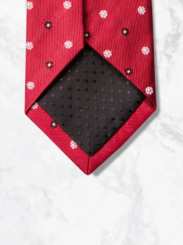 Palenzo Cravates Et Nœuds Papillon | Cravate - Rouge à flocons noirs et blancs