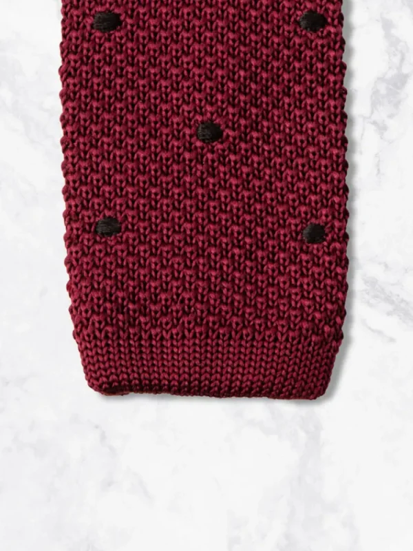 Palenzo Accessoires Et Chaussures | Cravates Et Nœuds Papillon | Cravate tricotée - Framboise à pois noirs