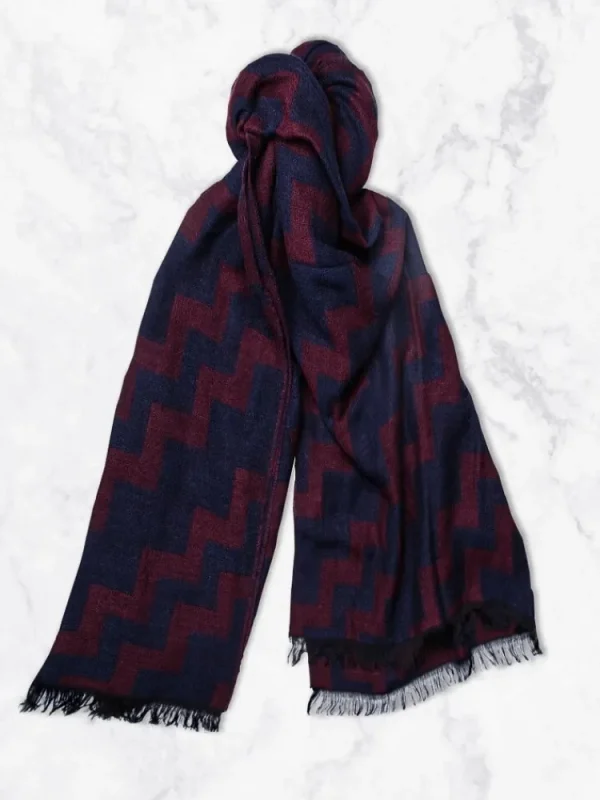 Palenzo Accessoires Et Chaussures | Echarpe- Bleu marine et bordeaux