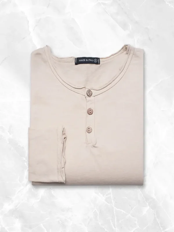 Palenzo Prêt-à-porter | Polo, Tee-shirt | T-shirt col tunisien - Beige