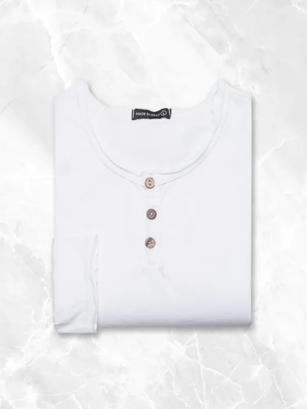 Palenzo Prêt-à-porter | Polo, Tee-shirt | T-shirt col tunisien - Blanc