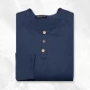 Palenzo Prêt-à-porter | Polo, Tee-shirt | T-shirt col tunisien - Bleu marine
