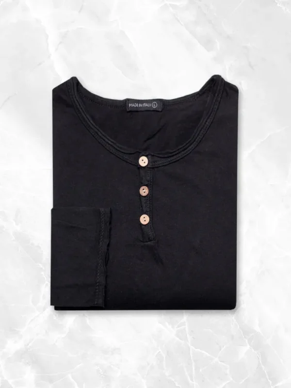 Palenzo Prêt-à-porter | Polo, Tee-shirt | T-shirt col tunisien - Noir